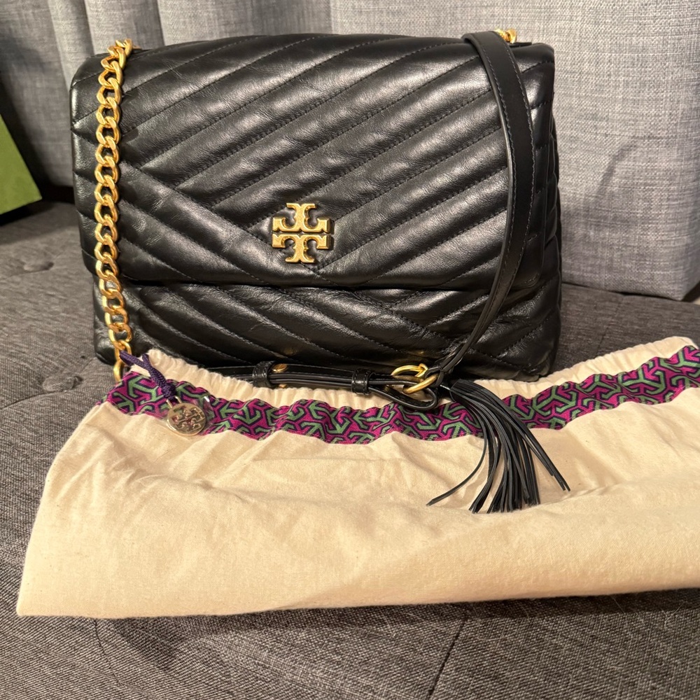Tory Burch Kira Black Quilted Leather